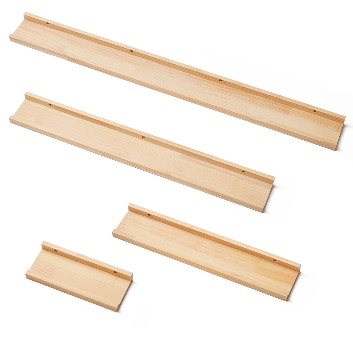 Chenshia Stylish Wooden Floating Shelves - 4Pc Wall Decor Storage Set