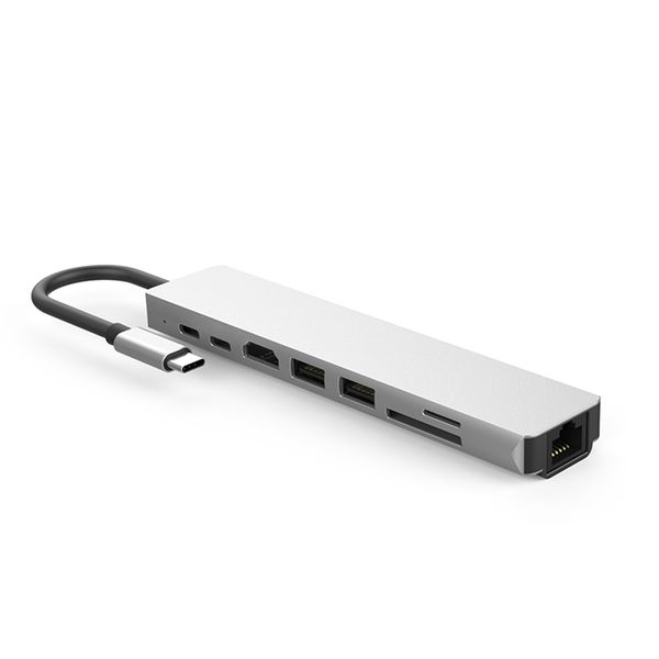 8-in-1 USB-C HUB HDMI USB 2 - PD SD/TF RJ45