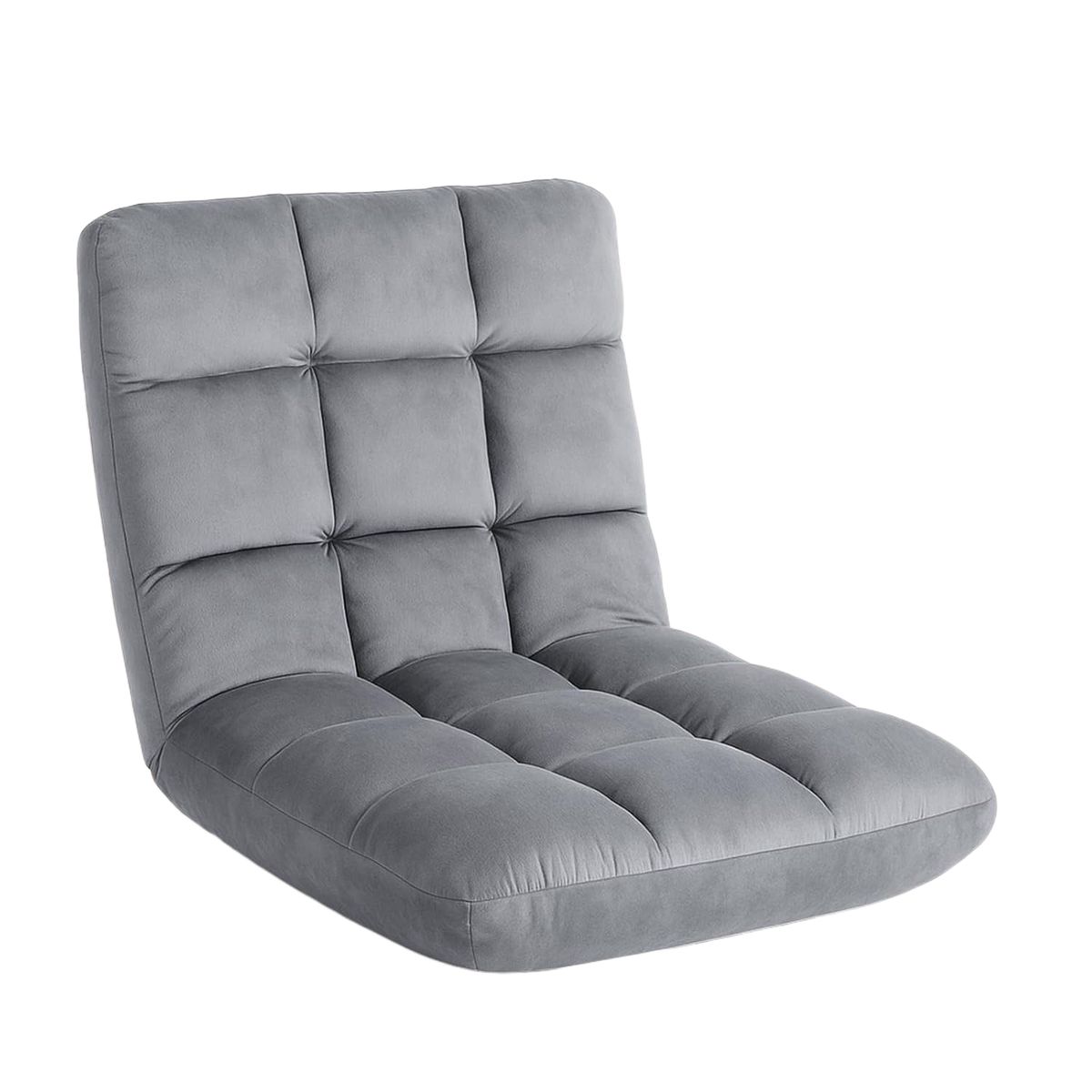 Foldable Lazy Sofa, Grey, Floor Chair with Back Support Meditation Chair