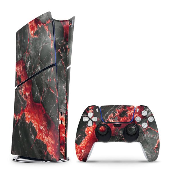 Decal Skin Compatible with PS5 Slim Digital - Carbon Rock Glow Yellow (Decal Only)