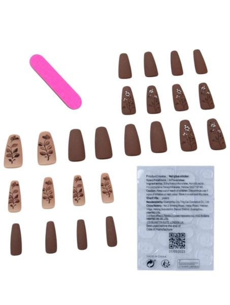 24 Piece - Short Square Cute Cartoon Flower Style Artificial Nails