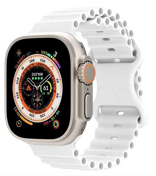 Watch Strap for Apple Watch 42mm 44mm 45mm 46mm 49mm White Silicone