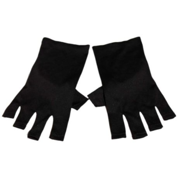 1 Pair UV Protection Gloves for Manicures - Black