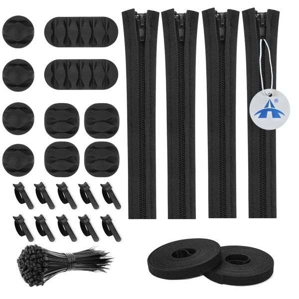 ALANES Multi-Purpose Reusable Cord Management Organizer Kit -126 Pieces