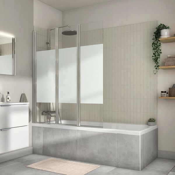 Sensea Essential 3 Folding Bath Screen Chrome Print