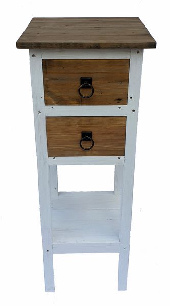 GCNgoni2 Classic Tall Slim Accent Table With 2 Drawers &amp; Shelf Stand