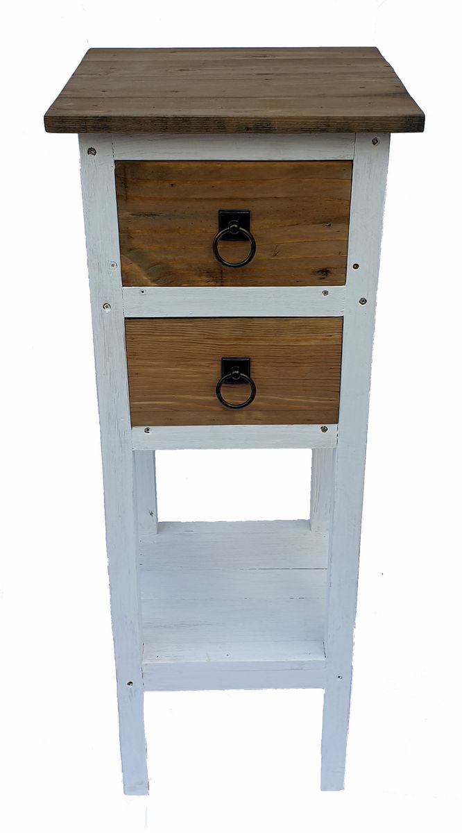 GCNgoni2 Classic Tall Slim Accent Table With 2 Drawers & Shelf Stand ...