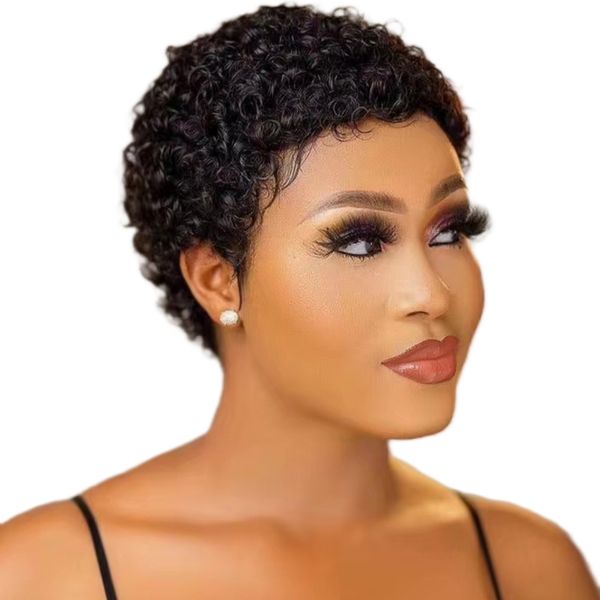 Brazilian/Peruvian Virgin Hair Short Curly Dry Perm Pixie Cut Razor Cut
