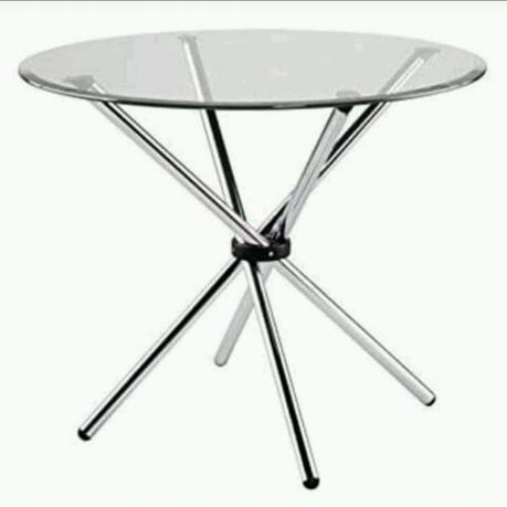 Glass table online with silver legs