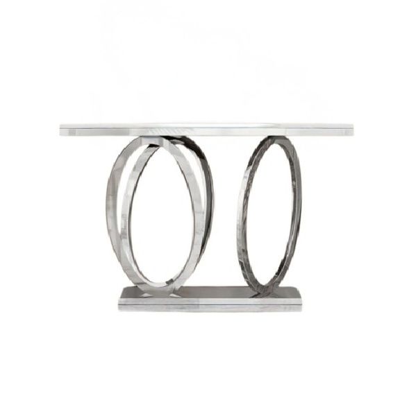 Elegant Marble Top Console Server Table with Oval Bottom