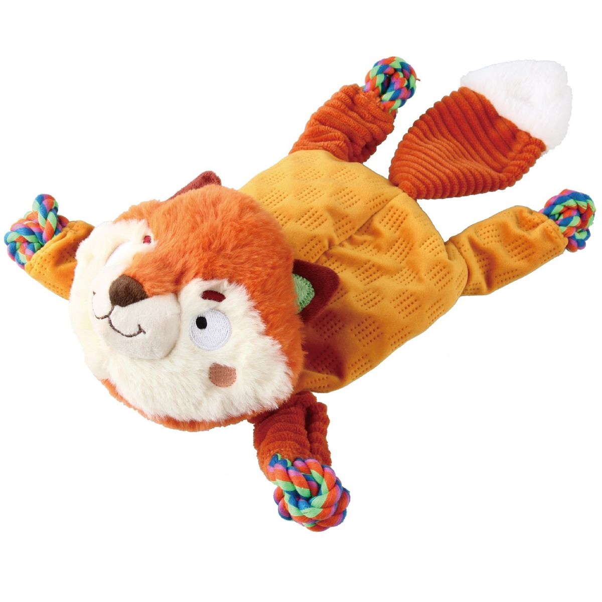 UrbanPets Fox Raccon Durable Plush Dog Toy with Rope and Squeaker