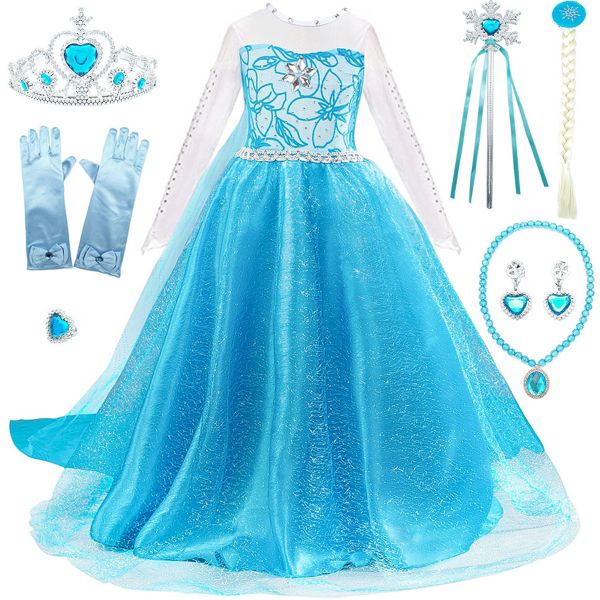 Elsa Dress Up Costume Girls Kid Costume Dress Up Set Princess Accessory Set