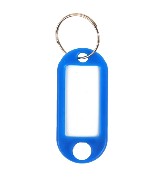 PrimeLine - Soft Type Plastic Key Ring Tags - Blue x 20
