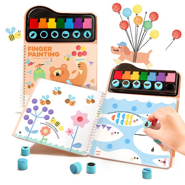 Mirola Kids - Finger Paint Stamp Book - Colouring Activity with Paint Pads