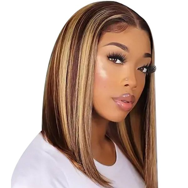 Pre-Cut Glueless Piano Bob Wig Human Hair 4x4 Lace Front Wig 14 Inch