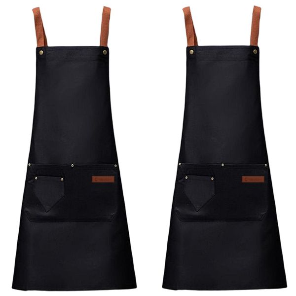 2 Pack Aprons Kitchen Water Resistant Bib Cooking Apron for Men Women Chef