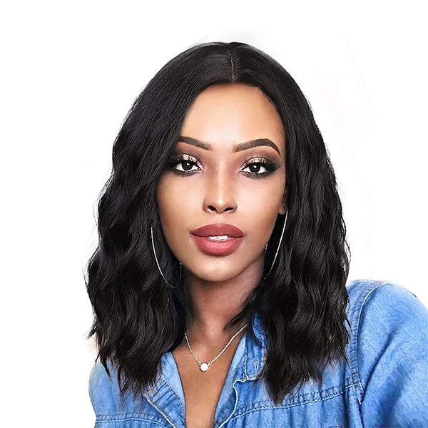 14" Women Girls Short Curly Wavy Bob Wig Rose Net With Wig Cap