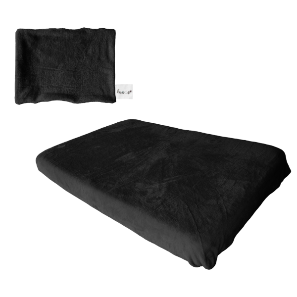 Baby Cot Fitted Sheet &amp; Pillowcase - Winter Fleece -1170x560mm-Navy