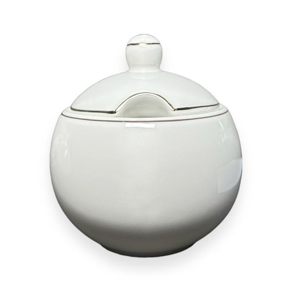 Porcelain Sugar Bowl White With Lid