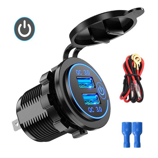 Quick Charge Socket Car Charger Dual Usb 12V-24V-Cigarette-Lighter