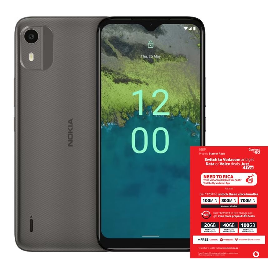 Nokia 120-4G 64GB Dual Sim - Charcoal(NL) + Vodacom Sim Card Pack