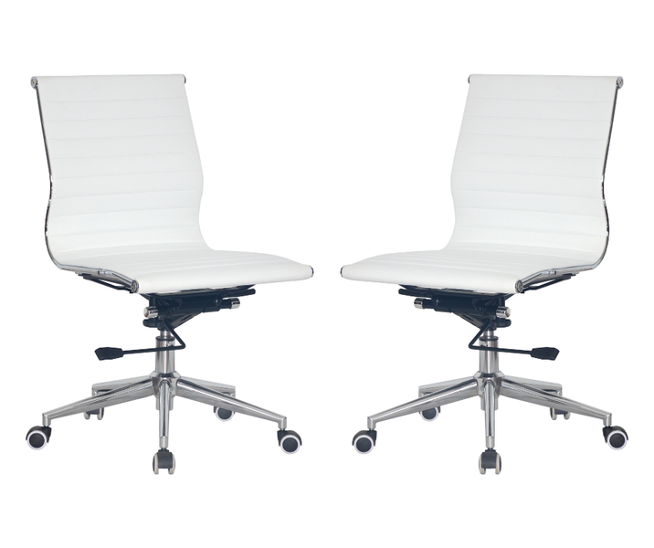 TOCC Ribbed Medium Back Office Chair - No Arms - Set of 2 - White