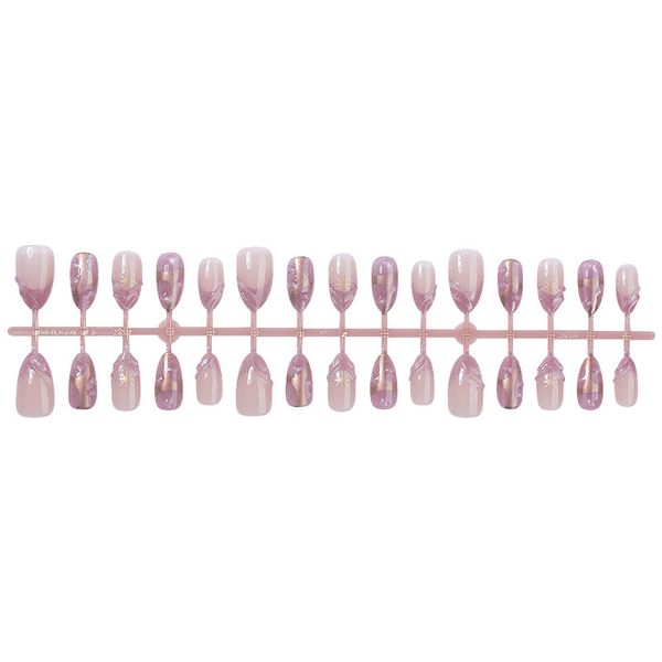 30-piece French-style handmade nails, short almond-shaped nail