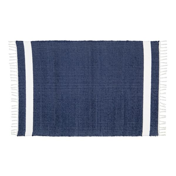 Amelia Jackson Dhurrie Rug With White Bands
