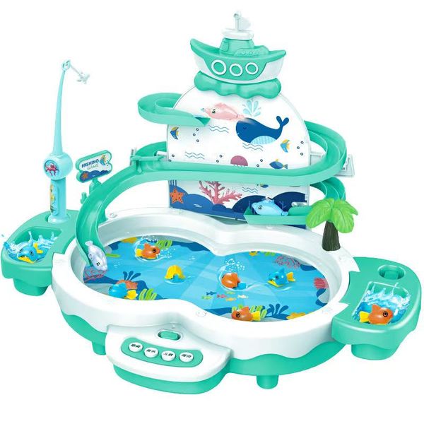 Children's Electric Fishing Toy Multifunctional Fishing Table Green