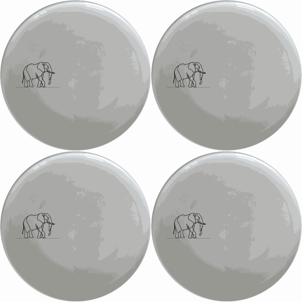 Silhouette Big Five African Elephant Side Plate Set of 4 - Range 1