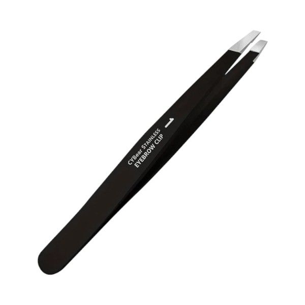 Stainless Steel Tweezer With Precision Slanted Tip - Black