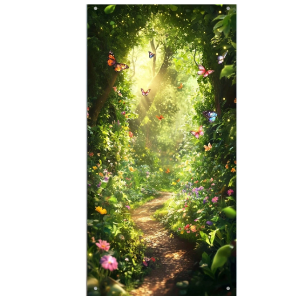 Magic Forest Tree Portal Door Tapestry - Butterflies