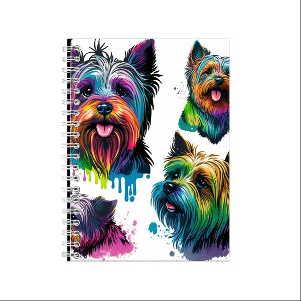 Neon Rainbow Yorkshire Terrier Notepad A5 Gift Idea