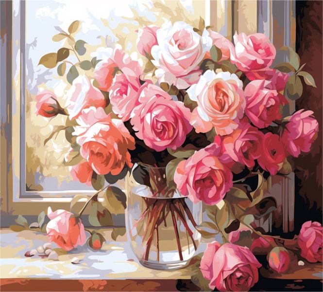 DIY Paint by Numbers Oil Painting Kit - Romantic Roses | Shop Today ...