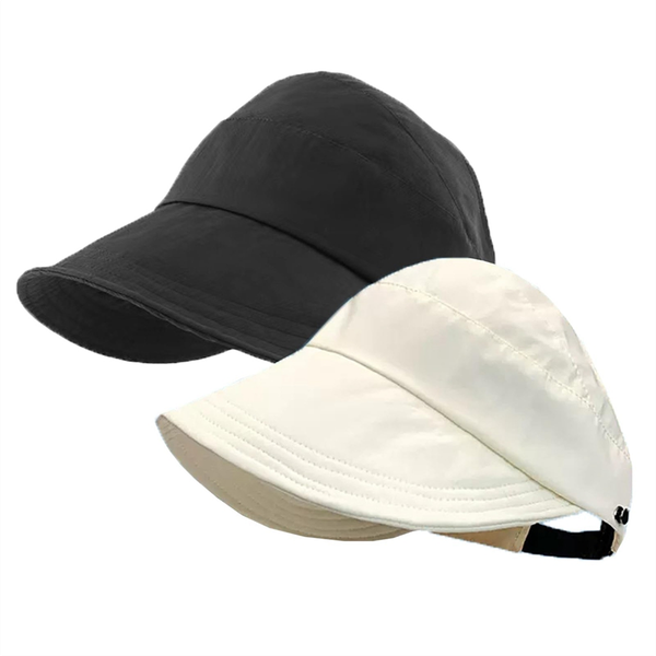 Women's Large Brim Empty Top Sun Hat Uv Protection Black &amp; White