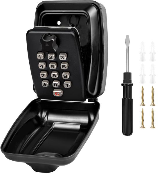 Key Lock Box for Home - Sturdy Waterproof Wall Mount Lock Box for House Key