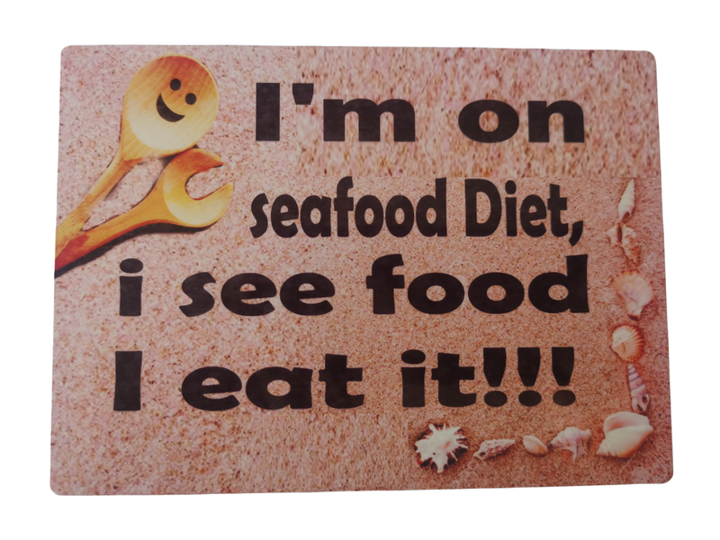 Fun Metal Plate With Magnet Im On a Seafood Diet I See Food I Eat It