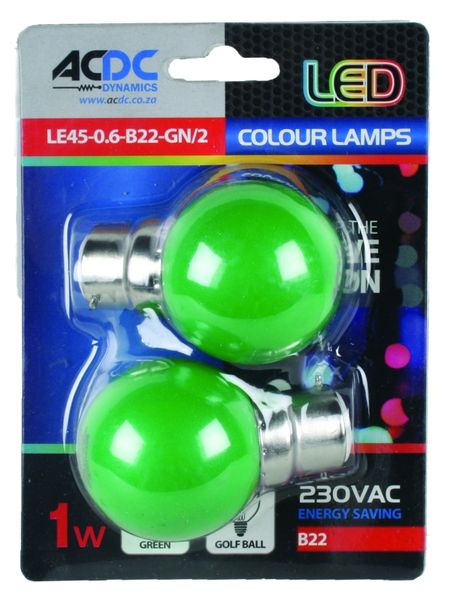 230VAC 1W Green B22 Lamp Ball Type /2