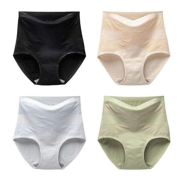 Stretch Breathable Women's High Waisted Cotton Graphene Briefs 4 Pack