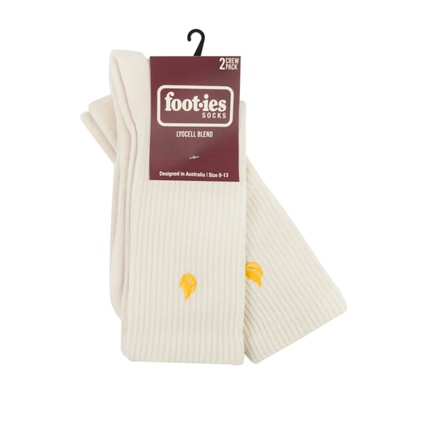 Foot-ies - Blaze 2-Pack Mens Sneaker Crew Socks - Cream / Yellow Flame -M/L
