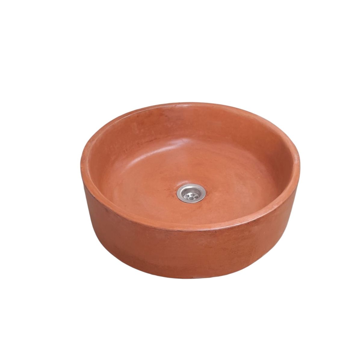 Terracotta Round Concrete Basin Handmade Countertop Sink 40 x 12 cm