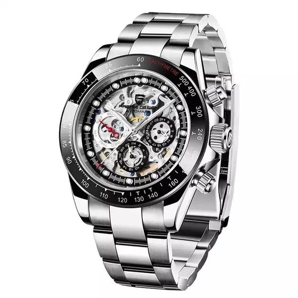 Pagani Design Men Silver Automatic Movement
