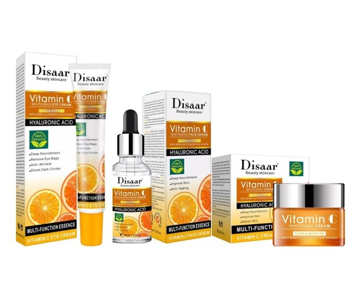 Disaar Vitamin C &amp; Hyaluronic Facial Kit - Face Cream, Serum &amp; Eye Cream