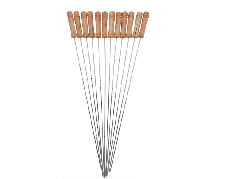 BBQ Skewer Set of 12 Pieces with Wood Handle