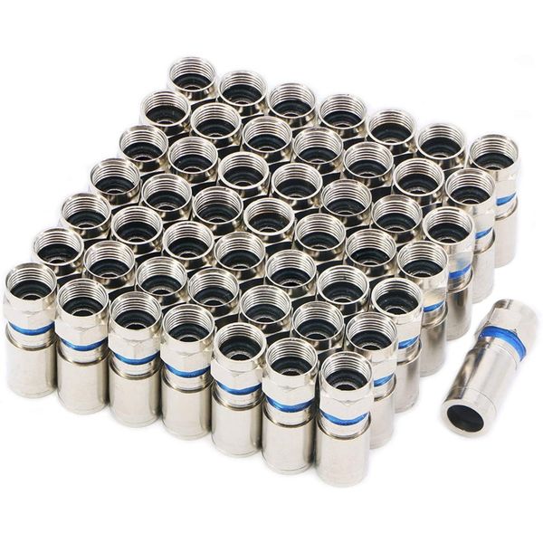 Compression RG6 F Connector Coax Adapter Plug for Cable TV (50 Pack)