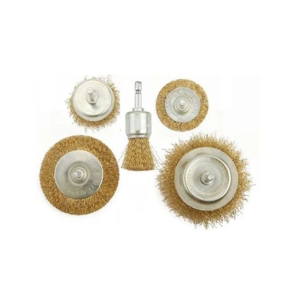Tolsen - Wire Brush Set 5 Pc 1/4'" Hex Shank Wire End Brushes