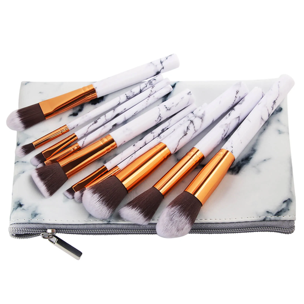 LilLove - 10 Pack Marble Makeup Brush Set