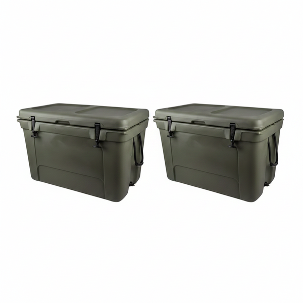 Romer 65l Olive Green Cooler Box with Drain Plug and Padlock Holes - 2 Pack