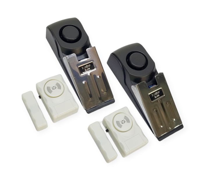 4 Pack Home Security Kit 2 Door Stop Alarm And 2 Wireless Window/Door Alarm