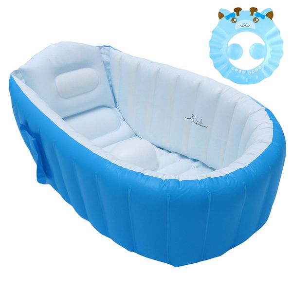 86.5cm x 52.5cm Inflatable Baby Bath/Pool With Adjustable Baby Water Visor